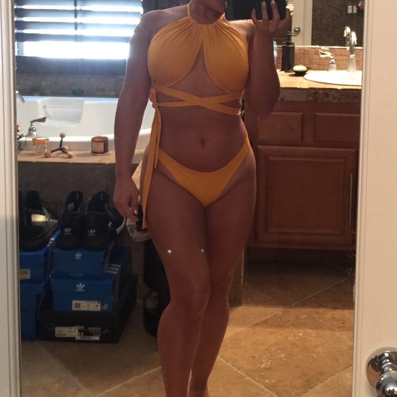 NWOT Canary yellow Multi Way Wrap Bikini Swimsuit - Picture 3 of 3